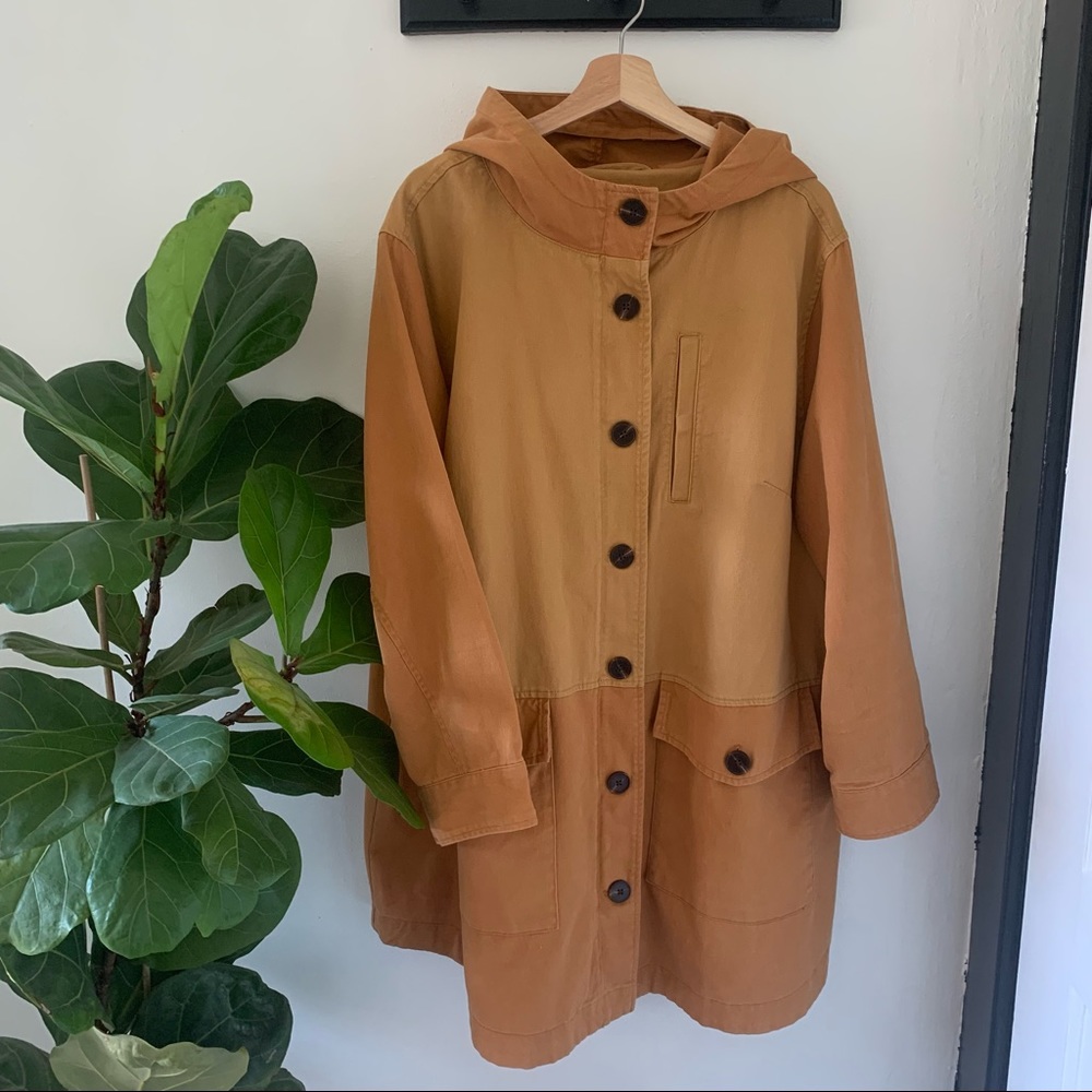 100% Cotton Color Block Marigold Hooded Ja…